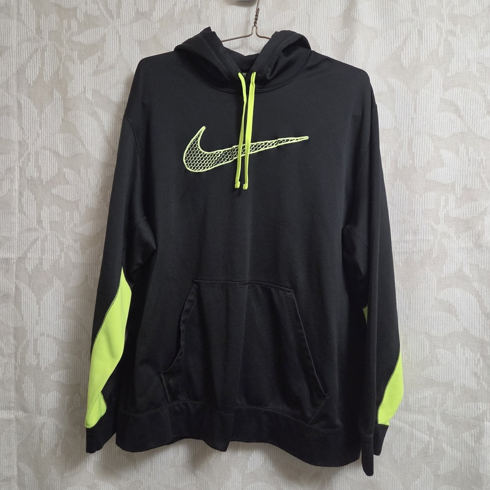 Nike Therma Fit Men's Pullover Hoodie Neon Yellow/Black, Size 2X Street Sport